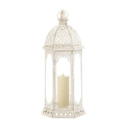 GRACEFUL DISTRESSED WHITE LARGE LANTERN