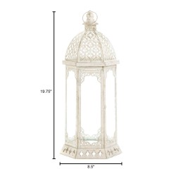 GRACEFUL DISTRESSED WHITE LARGE LANTERN