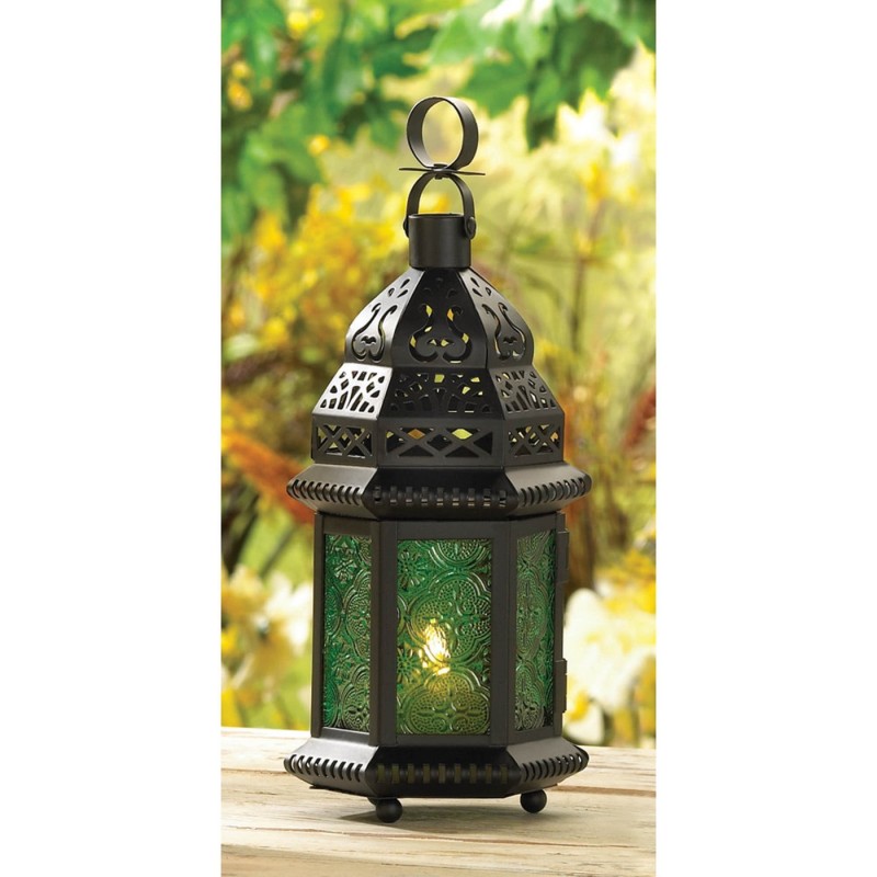 GREEN GLASS MOROCCAN LANTERN GREEN GLASS MOROCCAN LANTERN