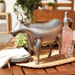 GALVANIZED COW SCULPTURE