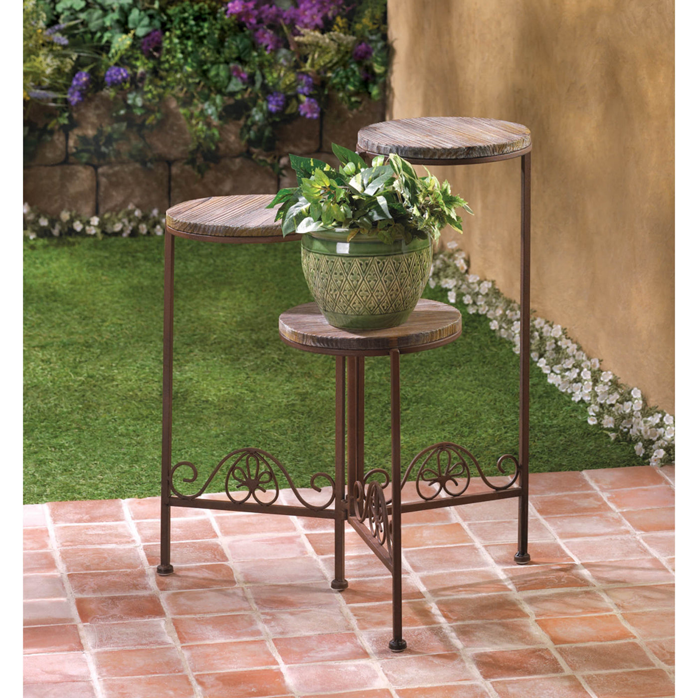 (image for) RUSTIC TRIPLE PLANTER STAND