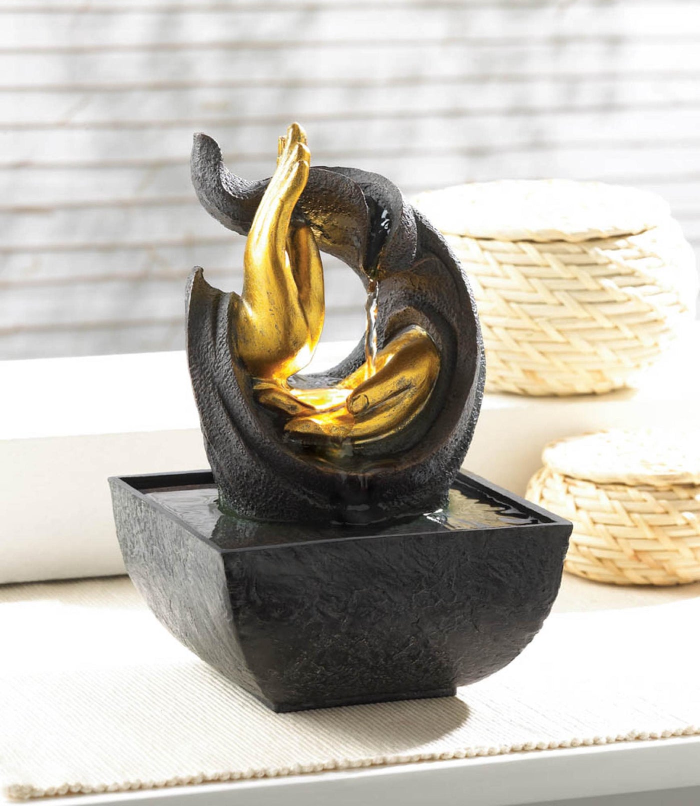 (image for) GOLDEN HANDS ACCENT TABLETOP FOUNTAIN