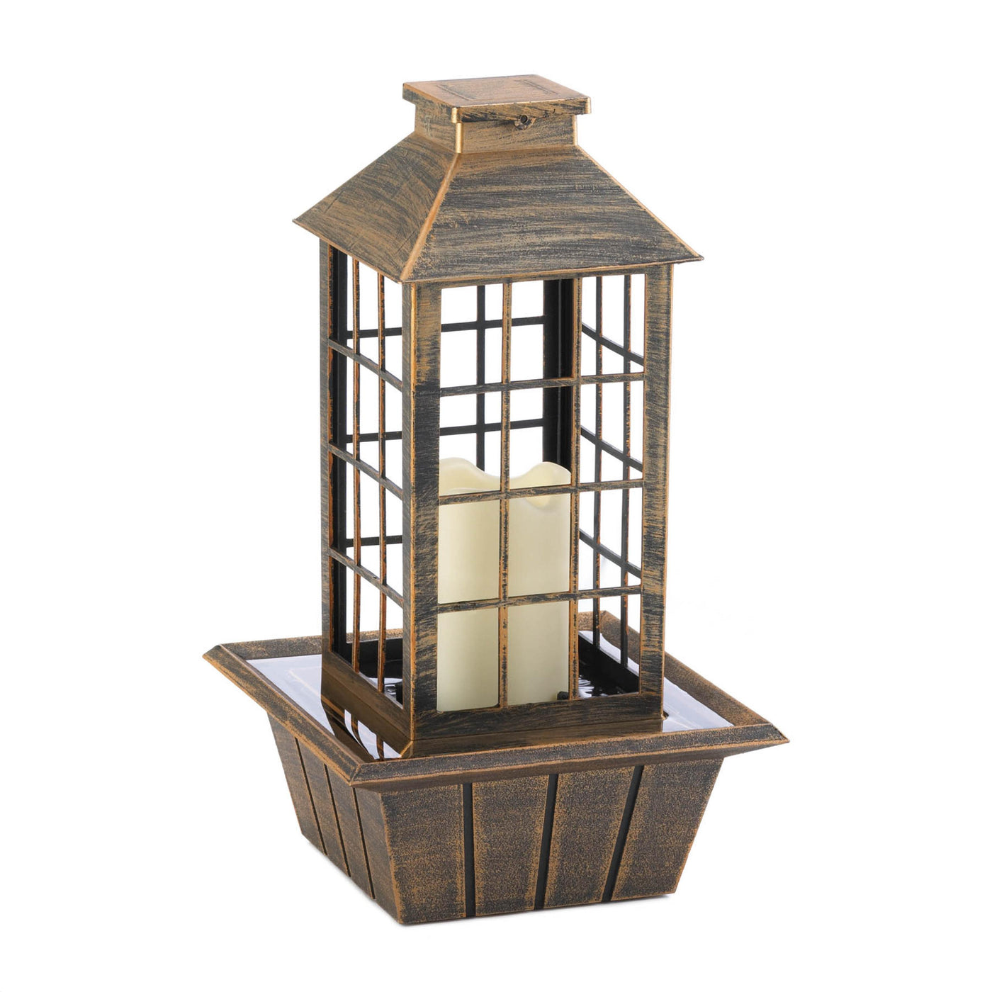 (image for) BRONZED LANTERN TABLETOP FOUNTAIN (INCL. PUMP)