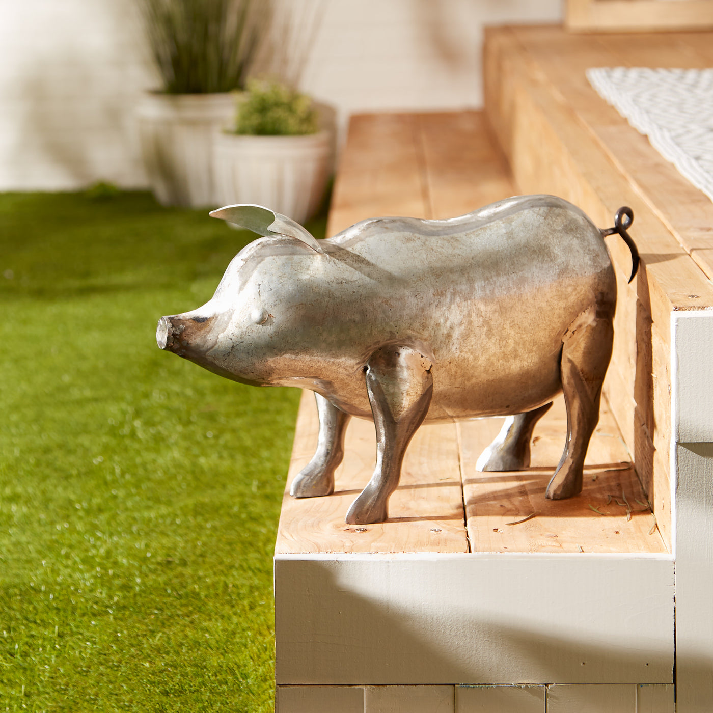 (image for) GALVANIZED PIG SCULPTURE